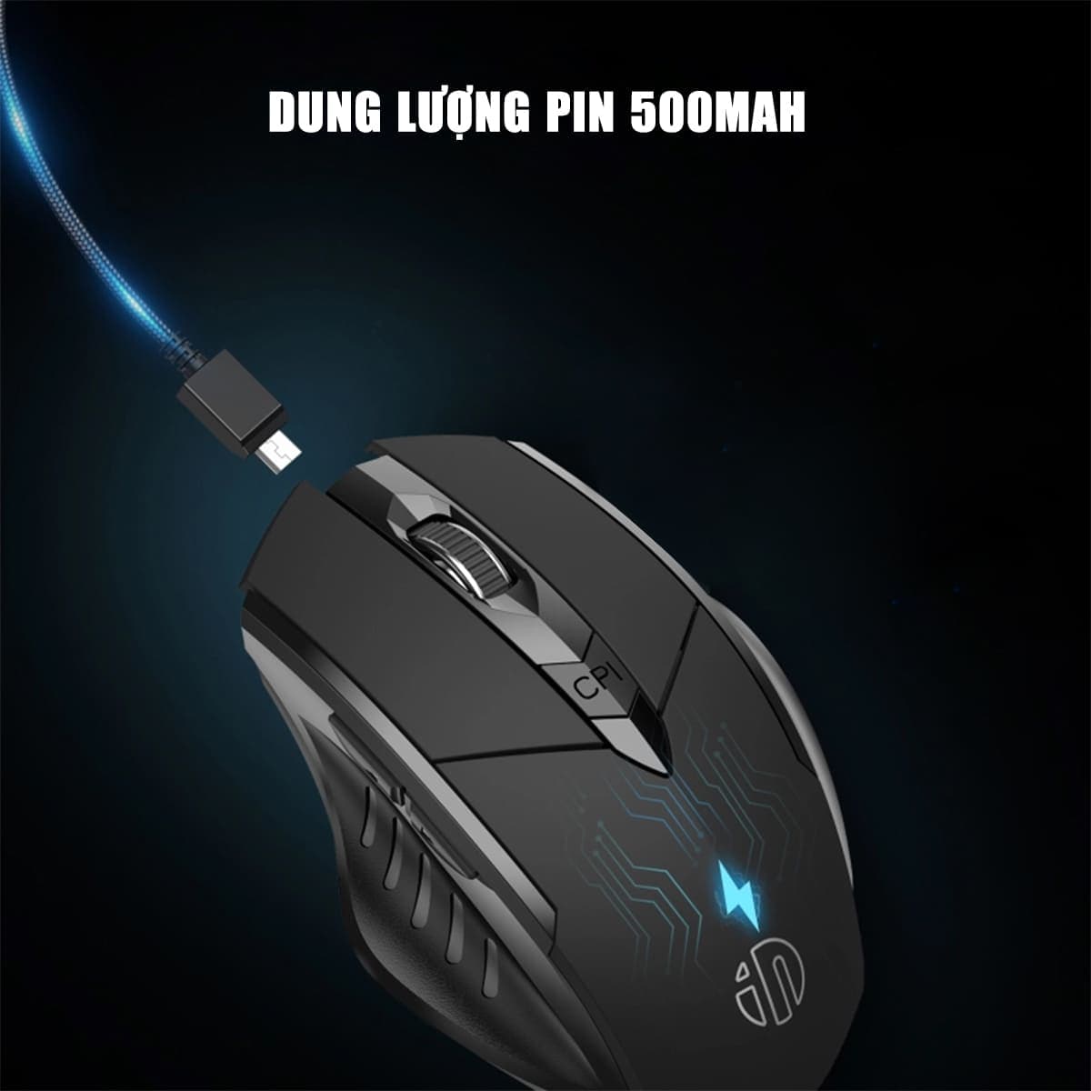 Chuột Inphic F1 V2 Gaming sạc pin - Chuột máy tính không dây Inphic F1 chơi game laptop pc giá rẻ Wireless - 4
