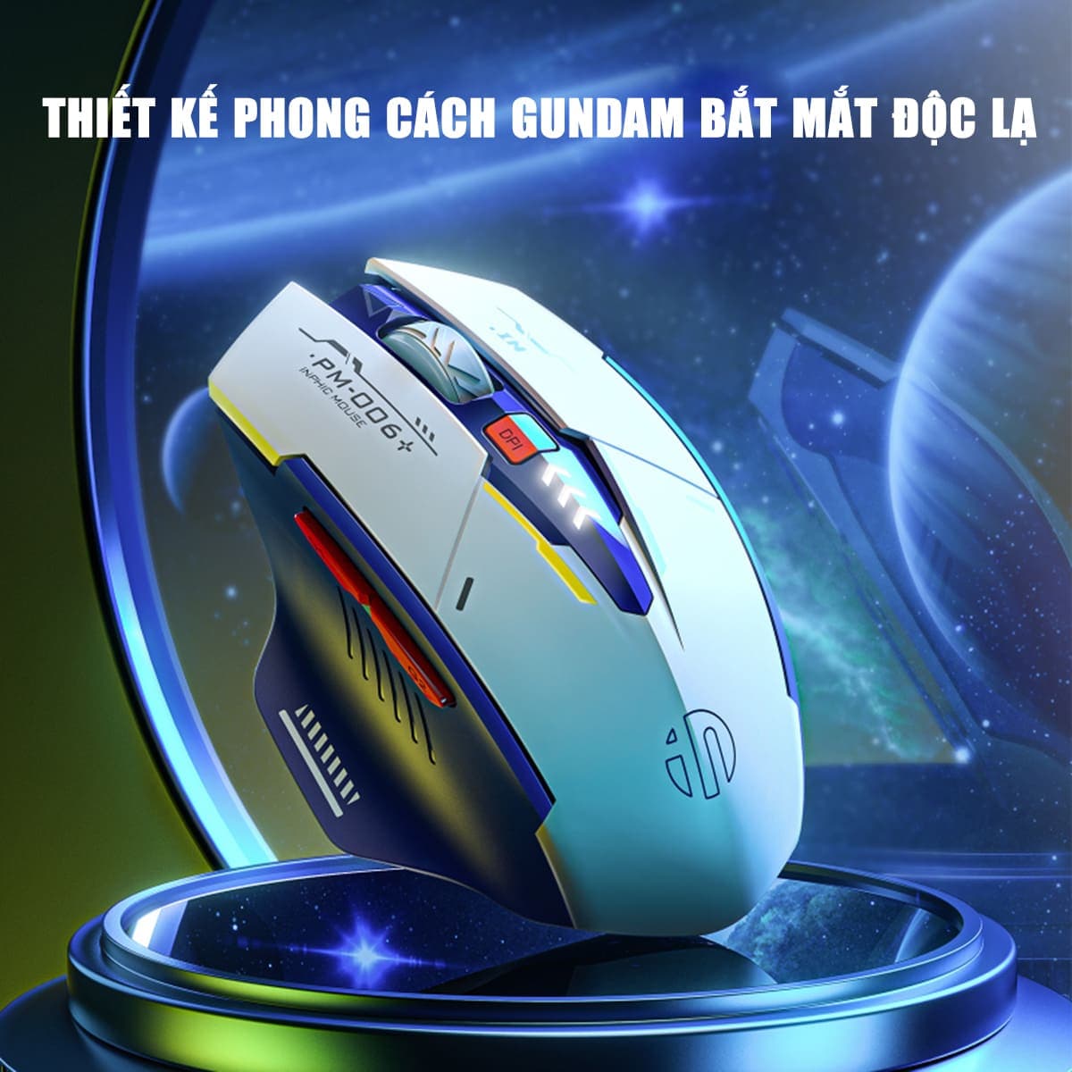 Chuột gaming Inphic F9 Gundam sạc pin - Chuột máy tính Inphic F9 không dây chơi game pc laptop Wireless - 3
