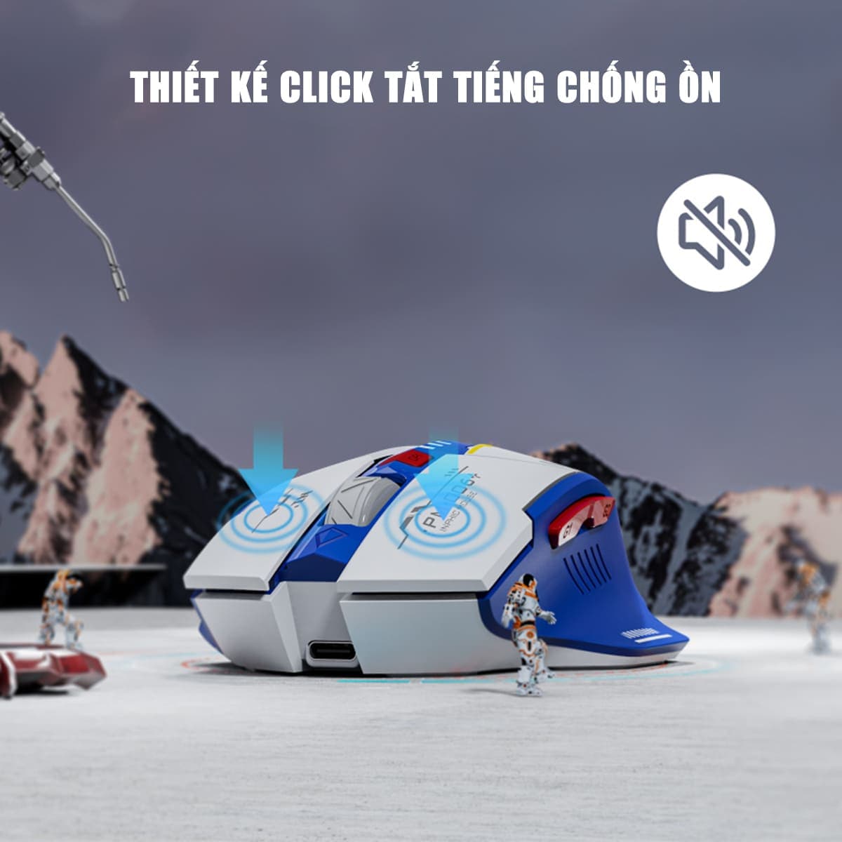 Chuột gaming Inphic F9 Gundam sạc pin - Chuột máy tính Inphic F9 không dây chơi game pc laptop Wireless - 6