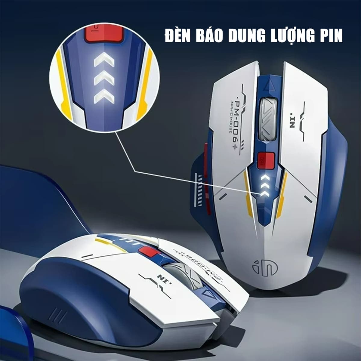 Chuột gaming Inphic F9 Gundam sạc pin - Chuột máy tính Inphic F9 không dây chơi game pc laptop Wireless - 7