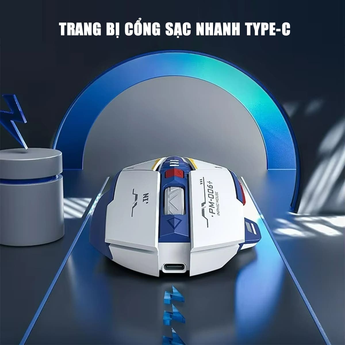 Chuột gaming Inphic F9 Gundam sạc pin - Chuột máy tính Inphic F9 không dây chơi game pc laptop Wireless - 8