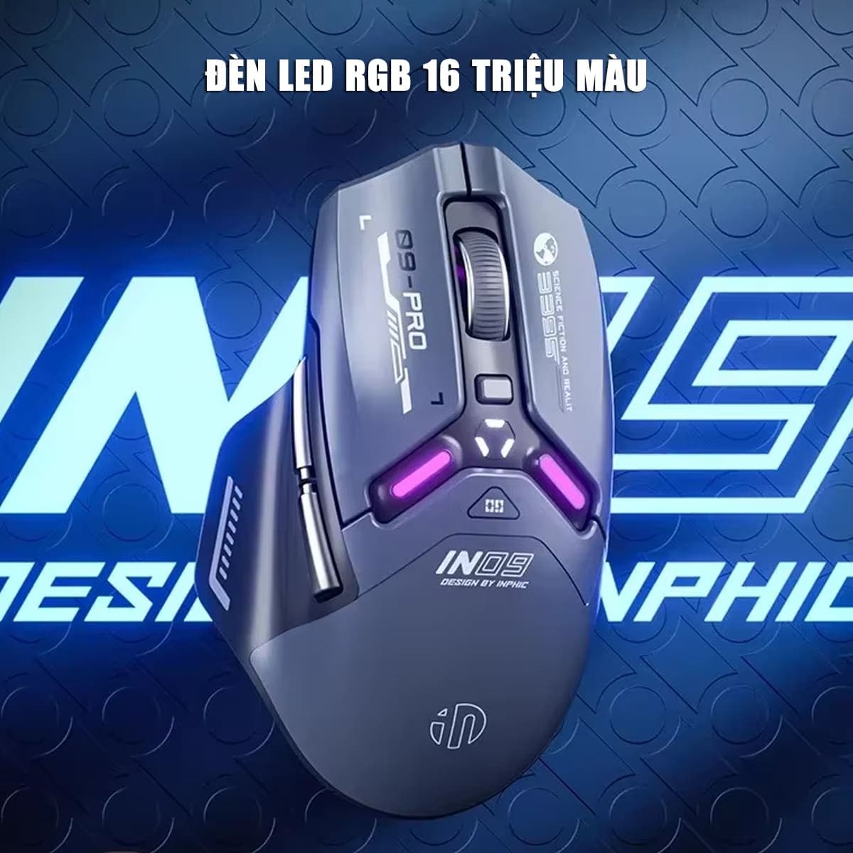 Chuột không dây Bluetooth Gaming Inphic IN9 Pro 3 chế độ kết nối pin sạc có App tùy chỉnh 26000 DPI Led RGB - 4