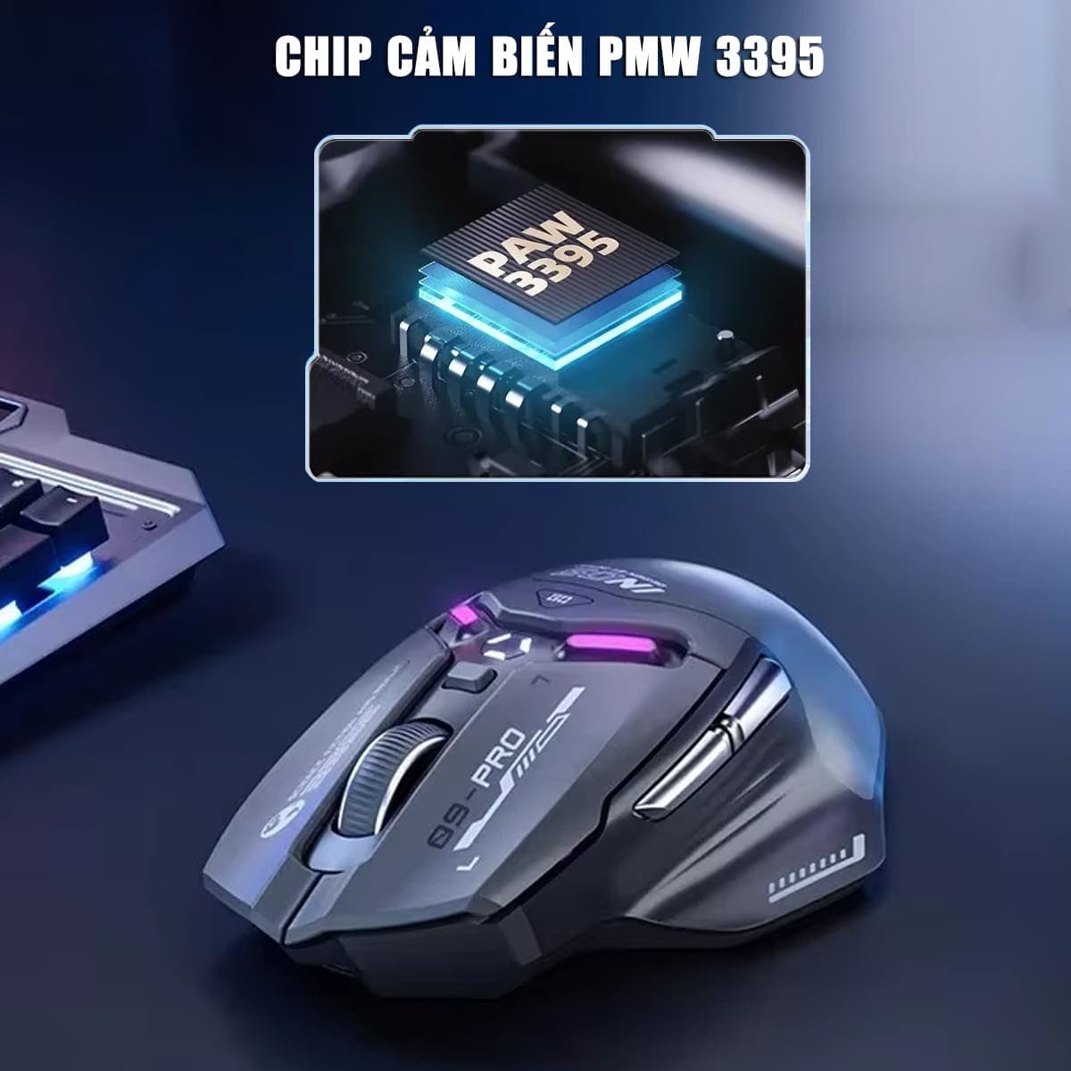 Chuột không dây Bluetooth Gaming Inphic IN9 Pro 3 chế độ kết nối pin sạc có App tùy chỉnh 26000 DPI Led RGB - 13