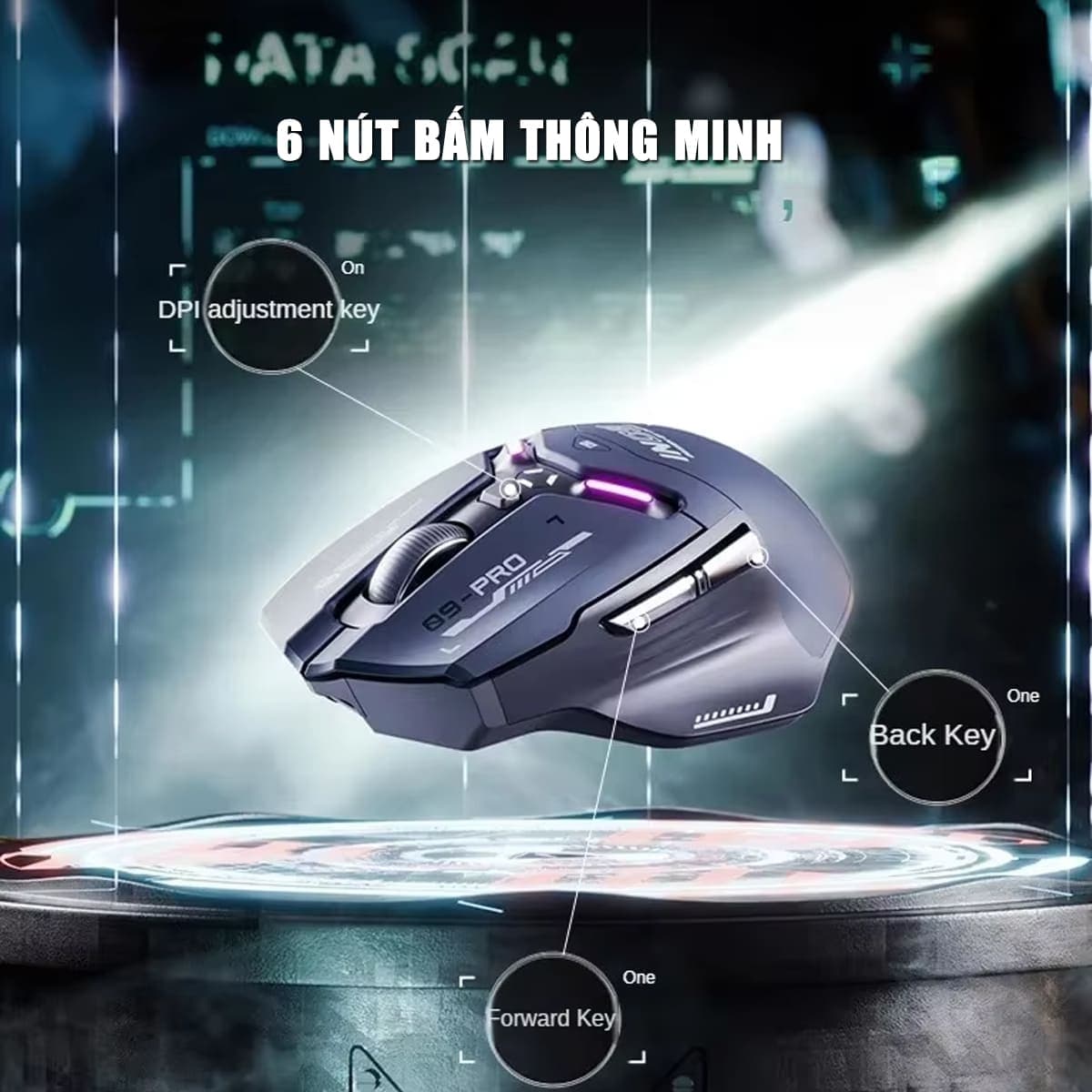 Chuột không dây Bluetooth Gaming Inphic IN9 Pro 3 chế độ kết nối pin sạc có App tùy chỉnh 26000 DPI Led RGB - 11