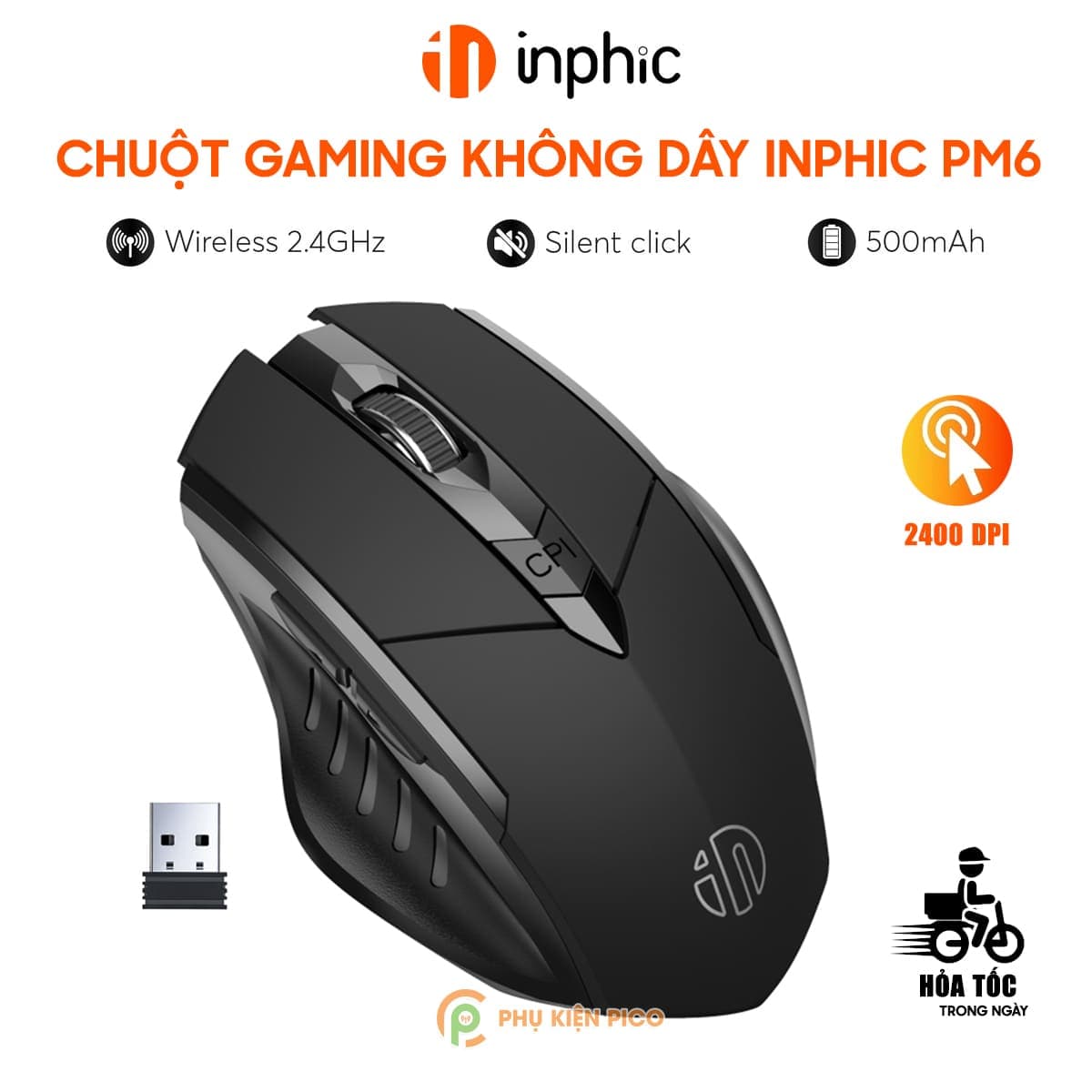 Chuột không dây inphic PM6 / F1S gaming sạc pin Wireless - Chuột Inphic PM6 Chơi Game giá rẻ Máy Tính PC Laptop