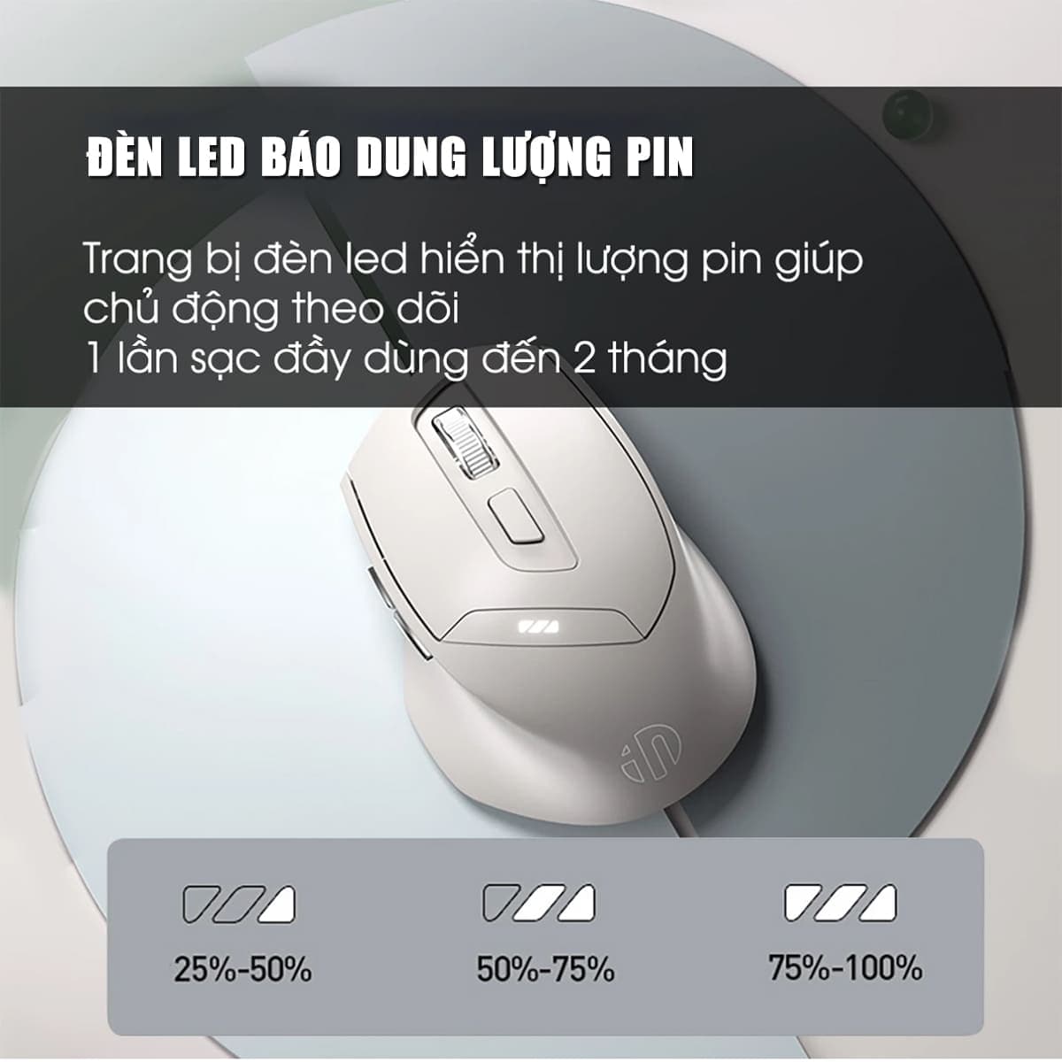 Chuột không dây Bluetooth Gaming Inphic DR6 Silent click 2400 DPI pin sạc 500mAh kết nối Wireless 2.4G Bluetooth 5.0 - 10