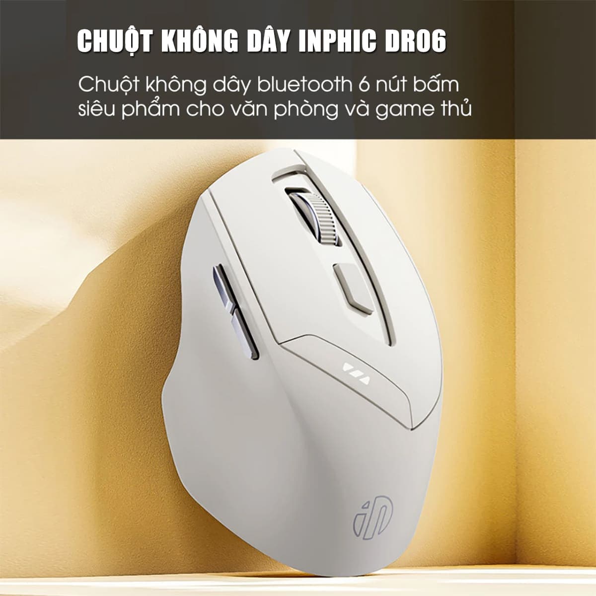 Chuột không dây Bluetooth Gaming Inphic DR6 Silent click 2400 DPI pin sạc 500mAh kết nối Wireless 2.4G Bluetooth 5.0 - 2