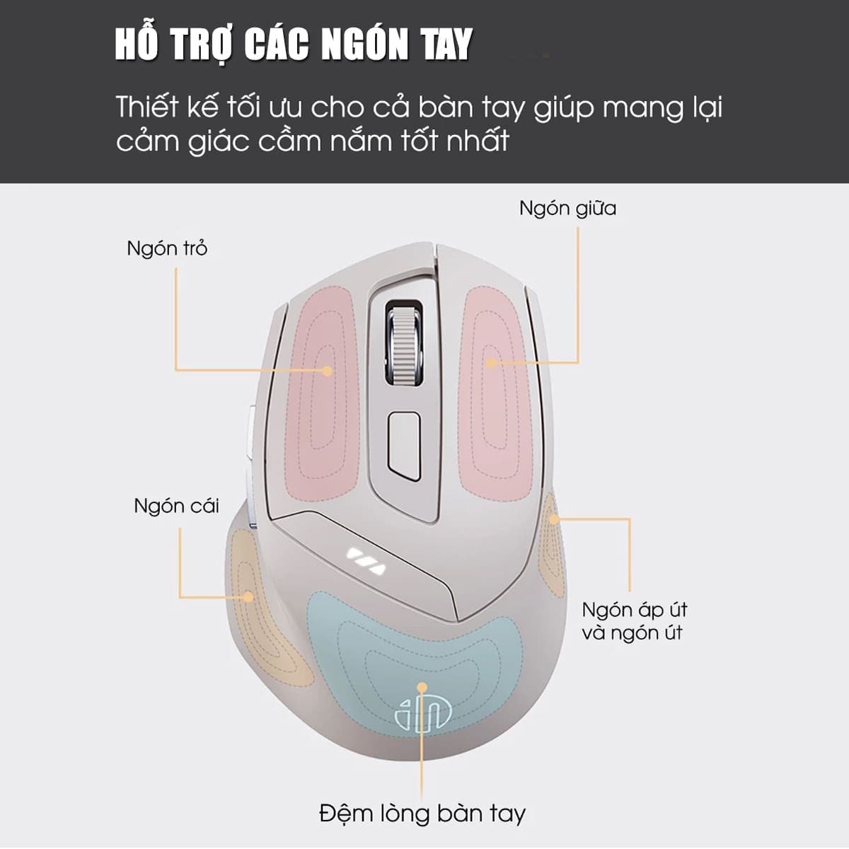 Chuột không dây Bluetooth Gaming Inphic DR6 Silent click 2400 DPI pin sạc 500mAh kết nối Wireless 2.4G Bluetooth 5.0 - 4