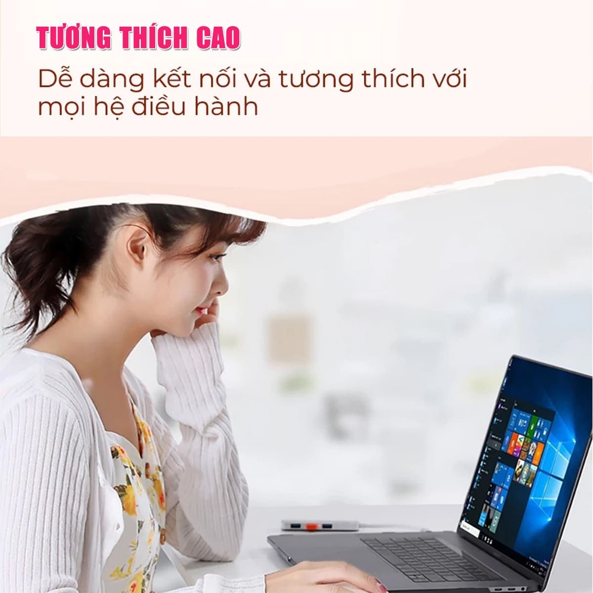 Chuột không dây Gaming Inphic M8 Plus hồng trà sữa - 2400 DPI, Silent Click, sạc USB Type-C, Pin 500mAh - 3