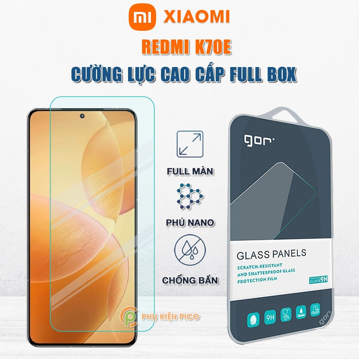 Kính cường lực Xiaomi Redmi K70E full màn hình chính hãng Gor