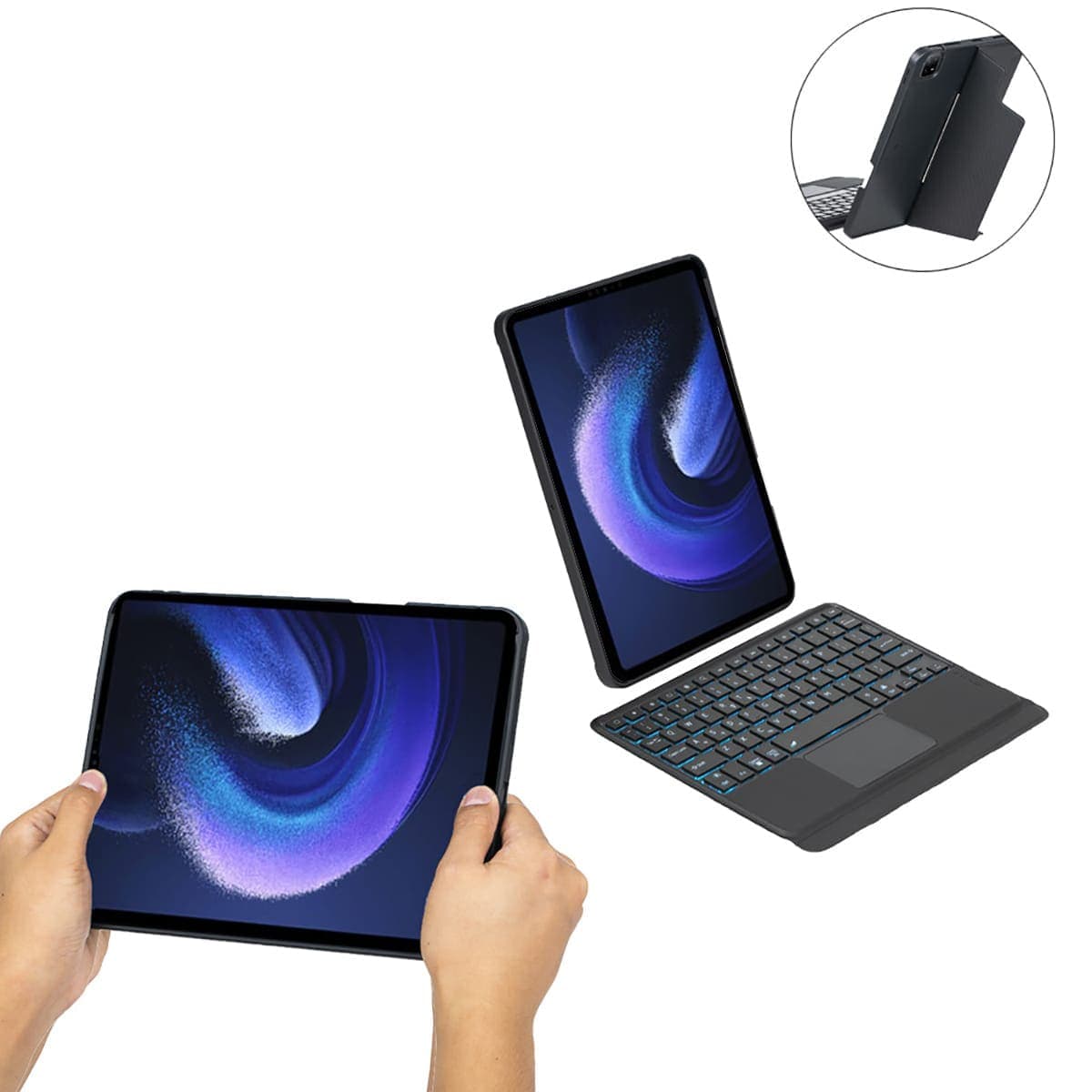 Ốp lưng Xiaomi Pad 6S Pro 12.4 Inch bao da cao cấp kèm bàn phím chuột cảm ứng 720 độ tách rời linh hoạt - 4