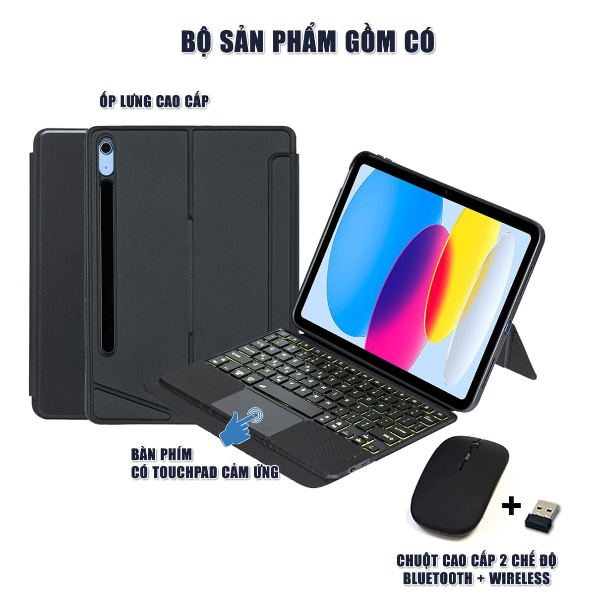Ốp lưng Samsung Galaxy Tab S9 bao da cao cấp kèm bàn phím chuột cảm ứng 720 độ tách rời linh hoạt - 2