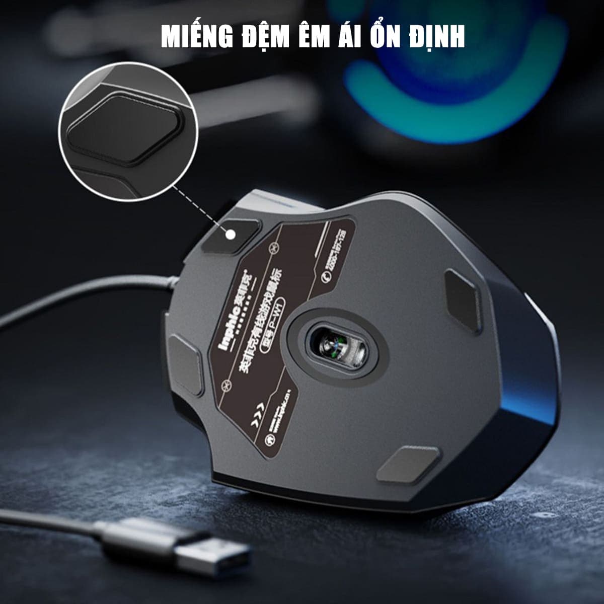Chuột chơi game có dây Inphic W1 4800 DPI kết nối USB bấm êm - Chuột Inphic gaming siêu rẻ không tiếng ồn laptop máy tính - 10