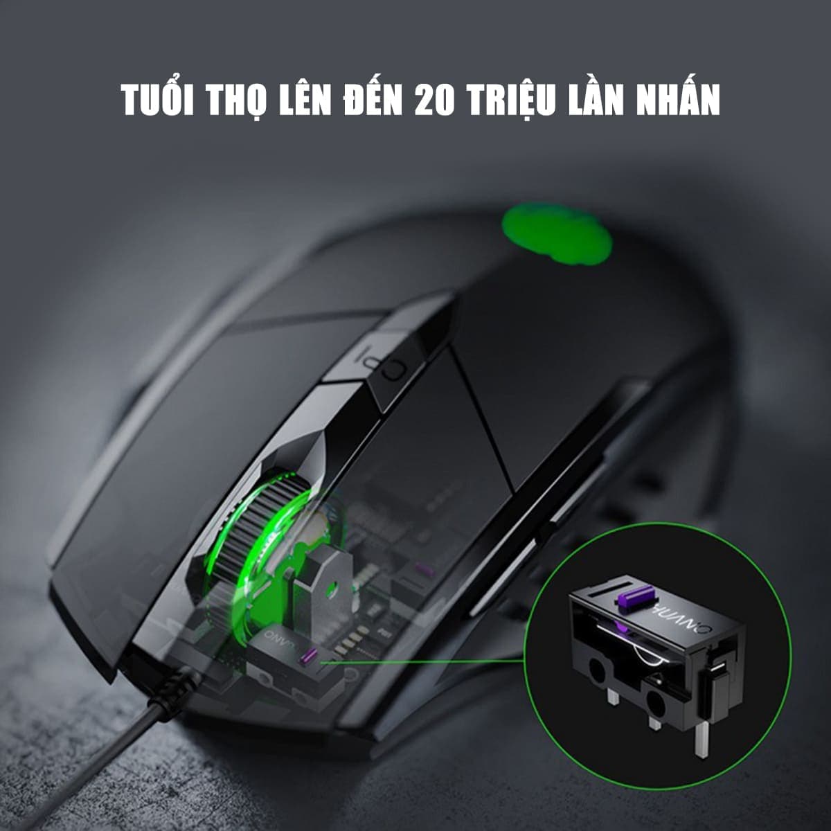 Chuột chơi game có dây Inphic W1 4800 DPI kết nối USB bấm êm - Chuột Inphic gaming siêu rẻ không tiếng ồn laptop máy tính - 4