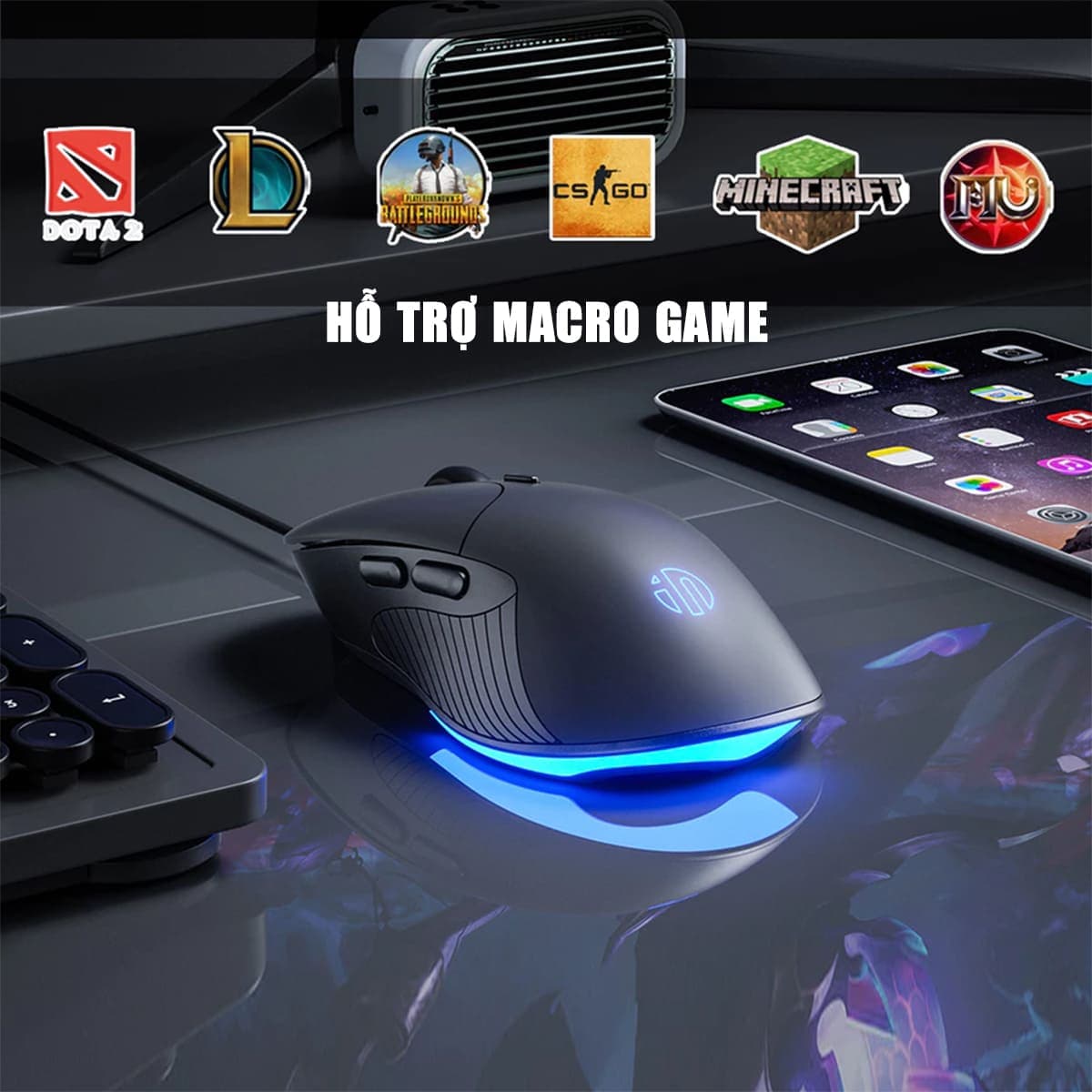 Chuột Inphic B2 Gaming có dây 8800 DPI USB - Chuột máy tính chơi game Inphic công thái học không tiếng ồn Silent Click - 8