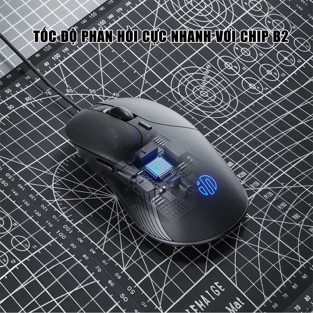Chuột Inphic B2 Gaming có dây 8800 DPI USB - Chuột máy tính chơi game Inphic công thái học không tiếng ồn Silent Click - 3