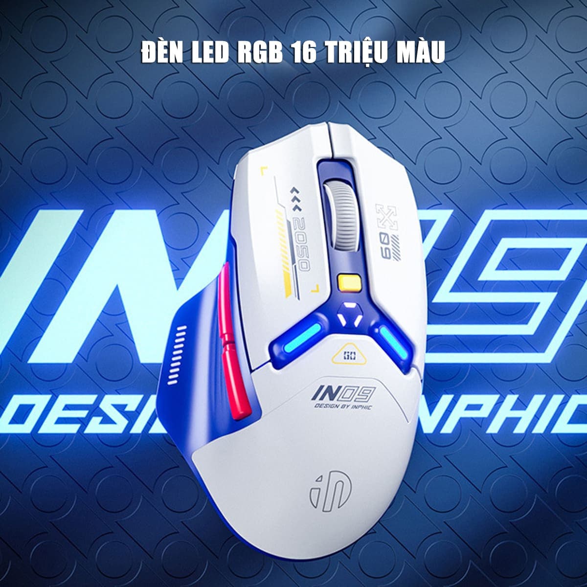 Chuột không dây Bluetooth Gaming Inphic IN9 3 chế độ kết nối pin sạc có App tùy chỉnh 10.000 DPI Led RGB - 13