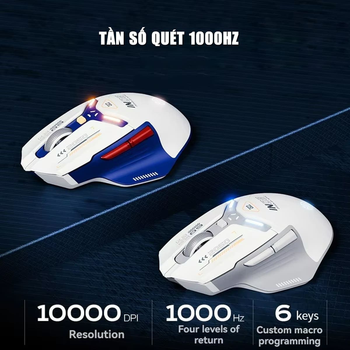Chuột không dây Bluetooth Gaming Inphic IN9 3 chế độ kết nối pin sạc có App tùy chỉnh 10.000 DPI Led RGB - 6