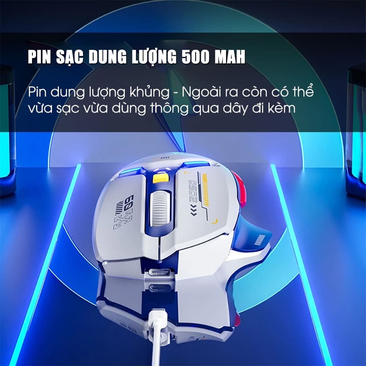 Chuột không dây Bluetooth Gaming Inphic IN9 3 chế độ kết nối pin sạc có App tùy chỉnh 10.000 DPI Led RGB - 7