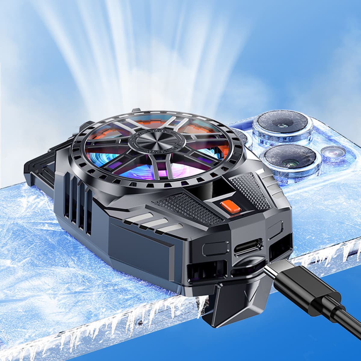 Quạt tản nhiệt điện thoại sò lạnh J21 bản nâng cấp của sò lạnh J20 với 3 chế độ làm lạnh Led Gaming - 5