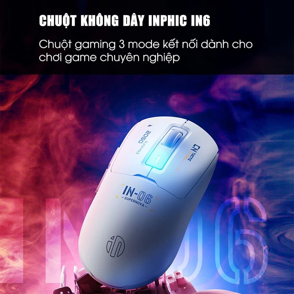 Chuột không dây Bluetooth Gaming Inphic IN6 3 chế độ kết nối pin sạc có App tùy chỉnh 26.000 DPI Led RGB - 2