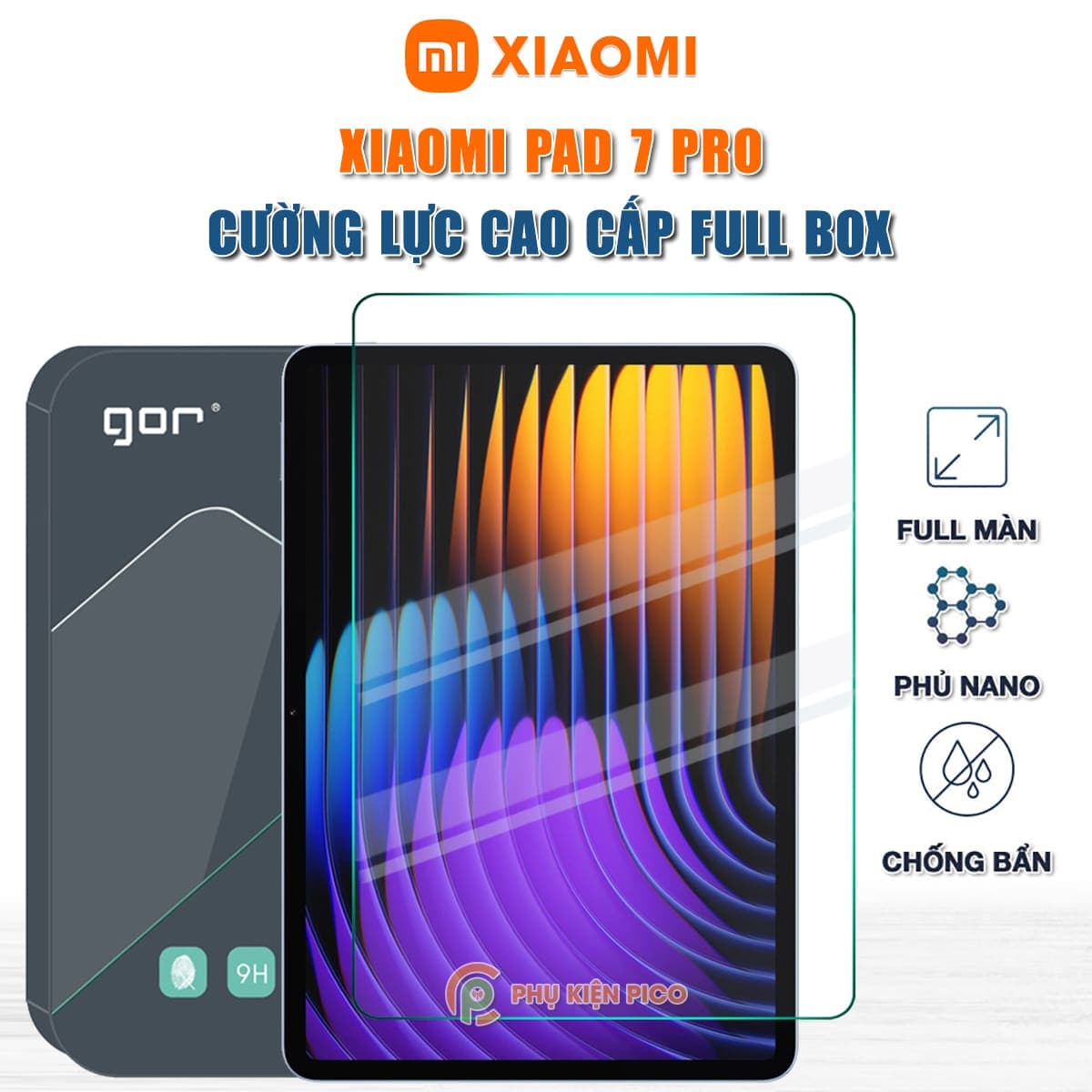 Kính cường lực Xiaomi Pad 7 Pro full màn hình chính hãng Gor - Dán màn hình Xiaomi Mi Pad 7 Pro