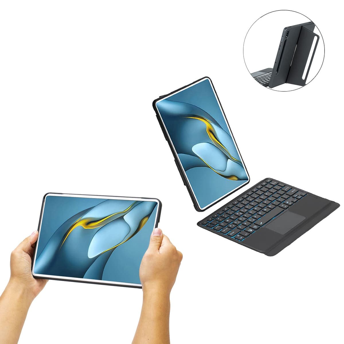 Ốp lưng Samsung Galaxy Tab S9 FE bao da cao cấp kèm bàn phím chuột cảm ứng 720 độ tách rời linh hoạt - 7