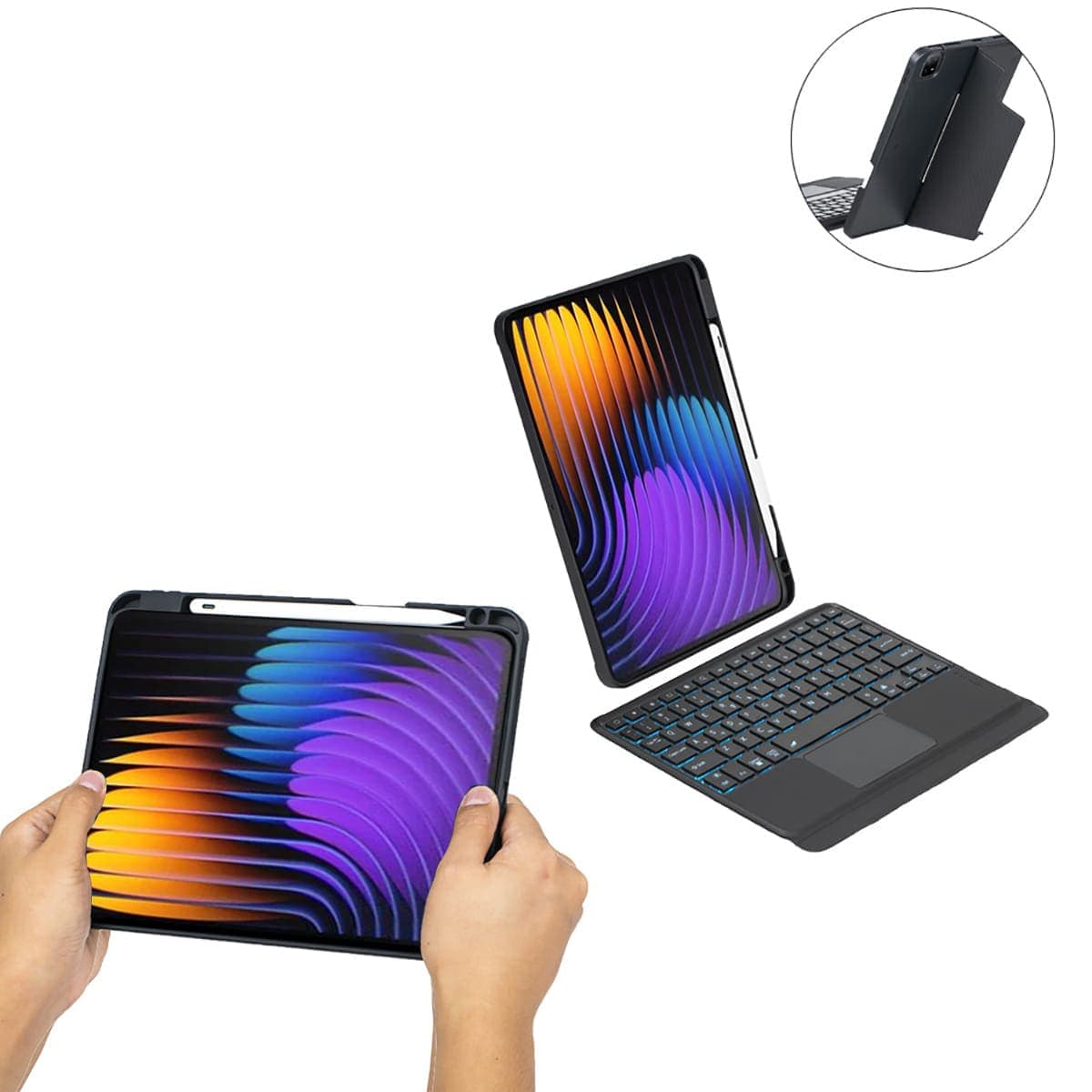 Ốp lưng Xiaomi Pad 7 bao da cao cấp kèm bàn phím chuột cảm ứng 720 độ tách rời linh hoạt - 9