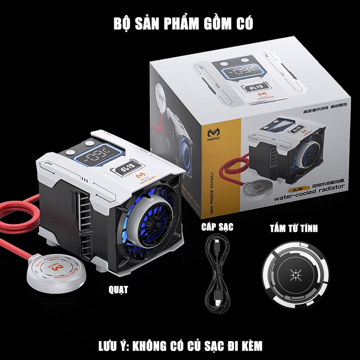 Quạt tản nhiệt điện thoại máy tính bảng Memo DL19 sò lạnh nước từ tính AI hiệu năng cao chuyên dụng cho Livestream - 3