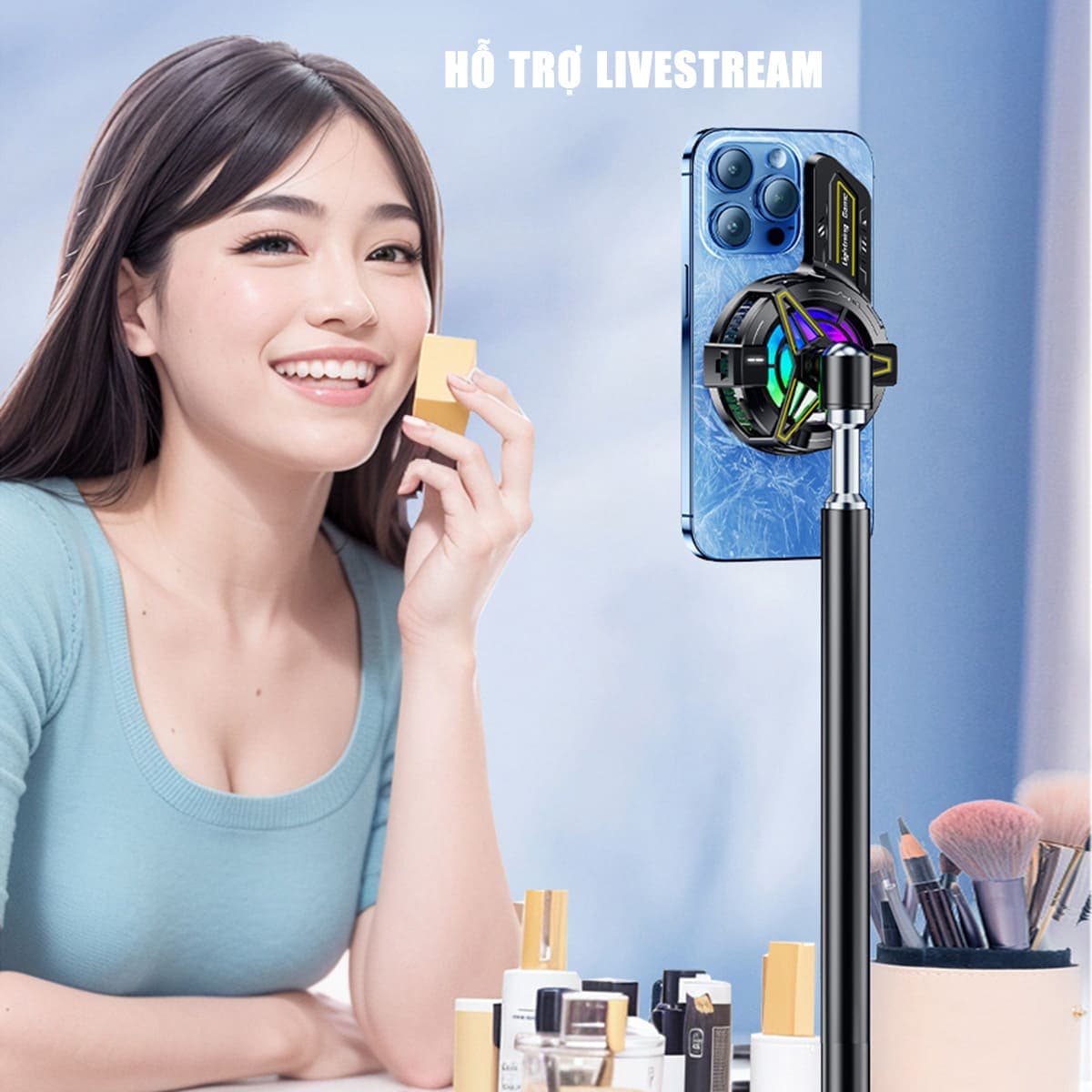 Quạt tản nhiệt điện thoại máy tính bảng X151 V2 sò lạnh từ tính led RGB hiển thị nhiệt độ hỗ trợ Livestream - 3