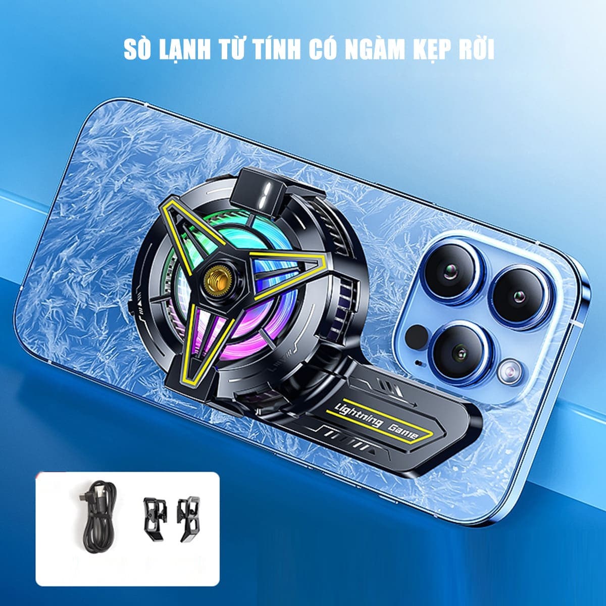 Quạt tản nhiệt điện thoại máy tính bảng X151 V2 sò lạnh từ tính led RGB hiển thị nhiệt độ hỗ trợ Livestream - 6