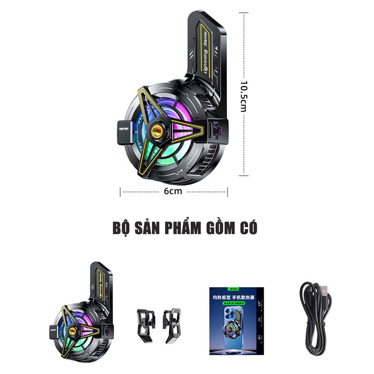 Quạt tản nhiệt điện thoại máy tính bảng X151 V2 sò lạnh từ tính led RGB hiển thị nhiệt độ hỗ trợ Livestream - 2