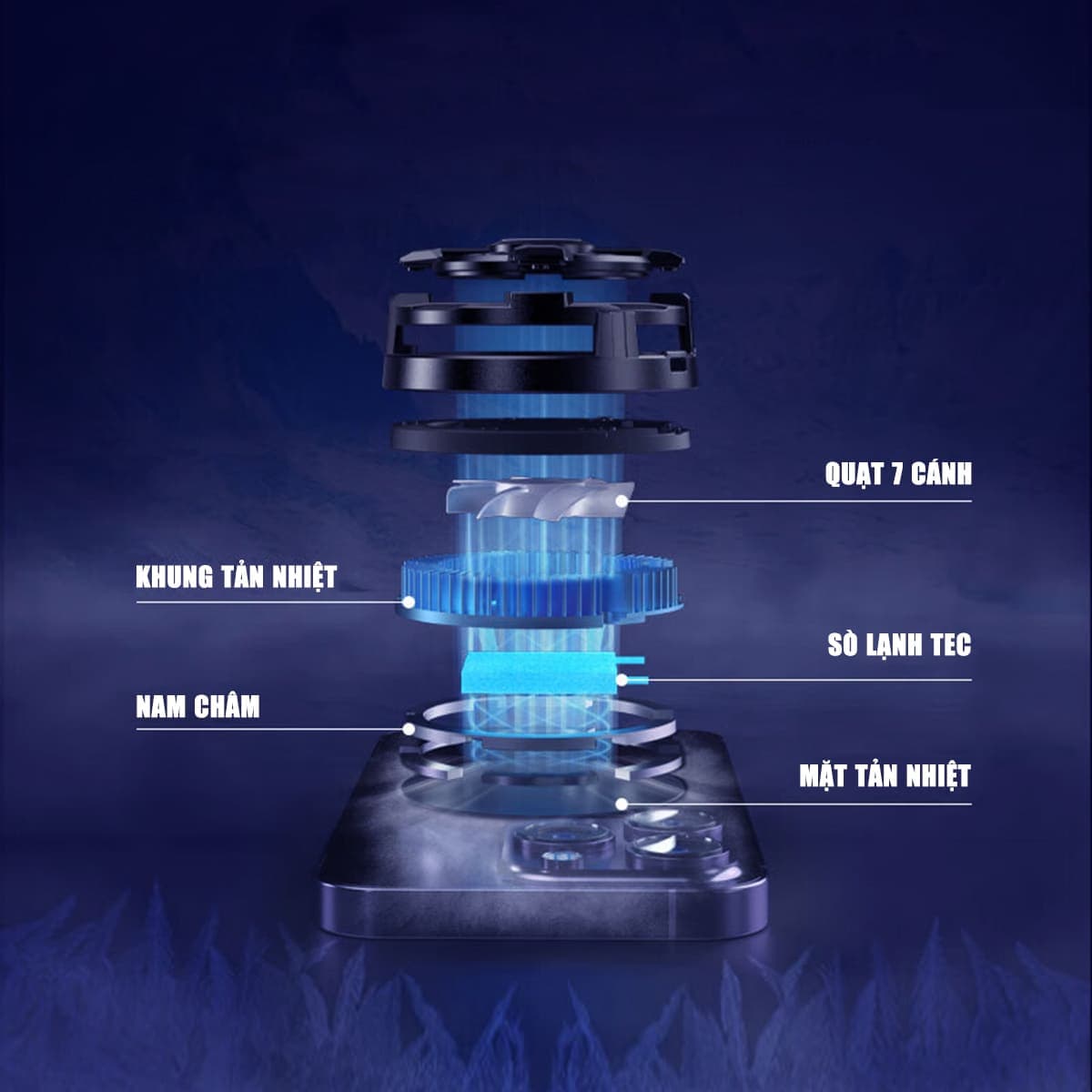 Quạt tản nhiệt điện thoại máy tính bảng X99 V2 sò lạnh từ tính hỗ trợ Livestream - 7