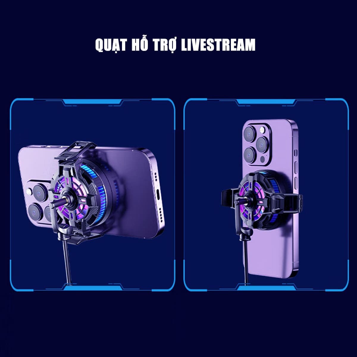 Quạt tản nhiệt điện thoại máy tính bảng X99 V2 sò lạnh từ tính hỗ trợ Livestream - 10