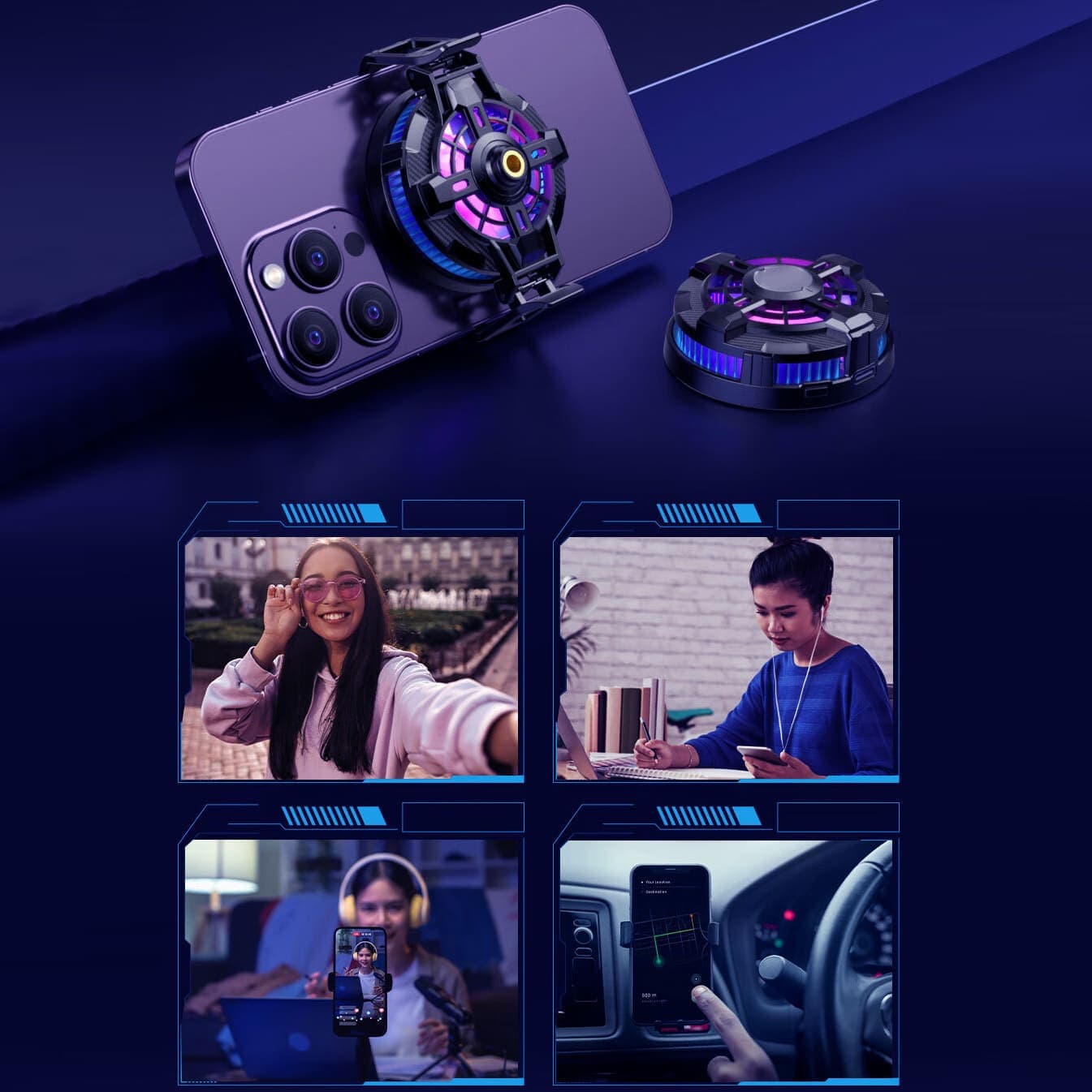 Quạt tản nhiệt điện thoại máy tính bảng X99 V2 sò lạnh từ tính hỗ trợ Livestream - 3