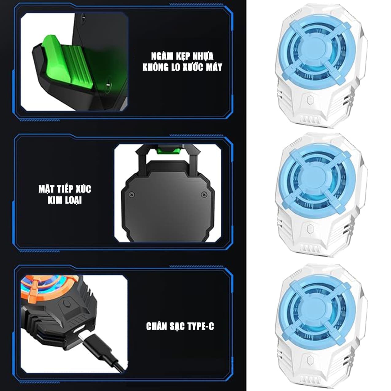 Quạt tản nhiệt điện thoại S19 sò lạnh siêu rẻ giảm nhiệt nhanh hỗ trợ tăng FPS Gaming liên quân PUBG FF - 9