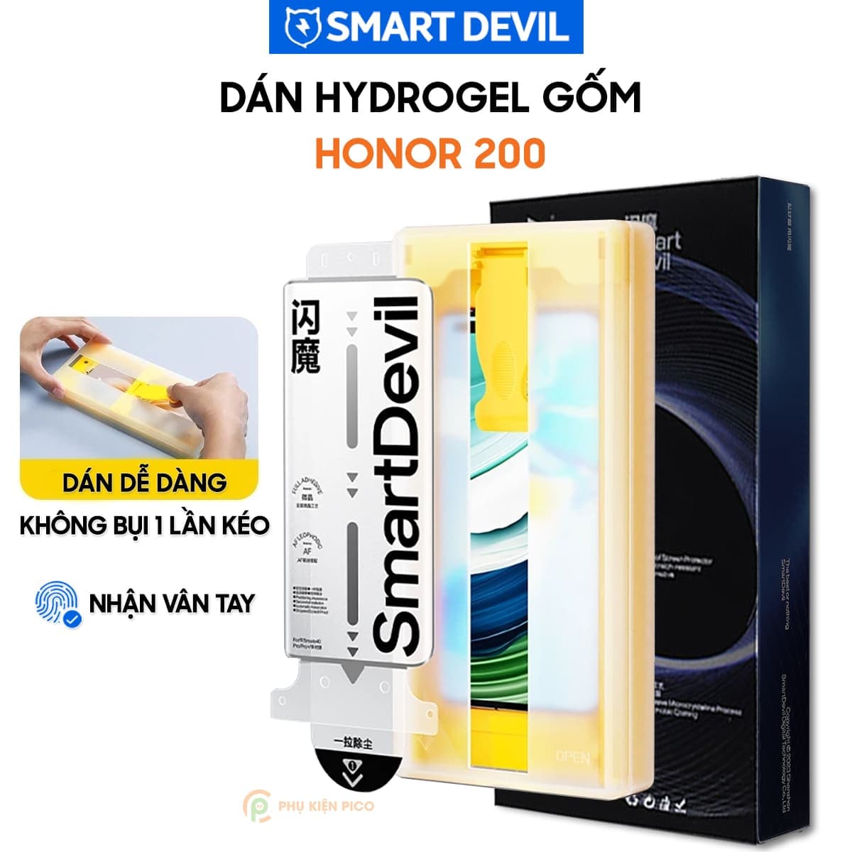 Dán màn hình Honor 200 Hydrogel Gốm Smart Devil full màn hình nhận vân tay