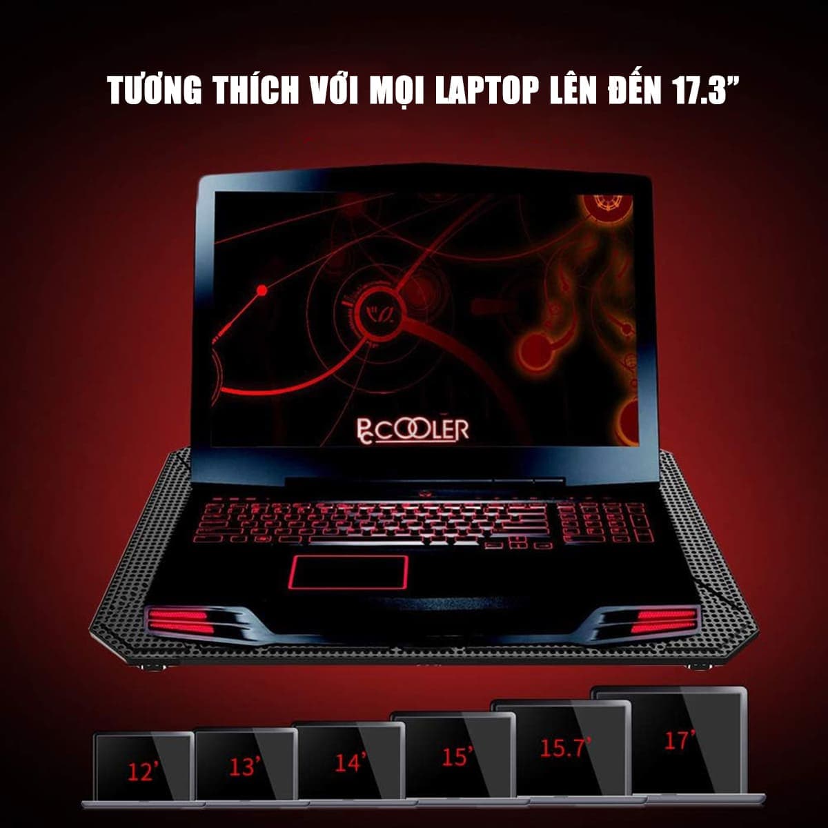 Đế Tản Nhiệt Laptop Gaming PCCooler PCR6 - 6 Quạt, Giá Đỡ Laptop 17.3 Inch, Làm Mát Nhanh, Chống Ồn - 3