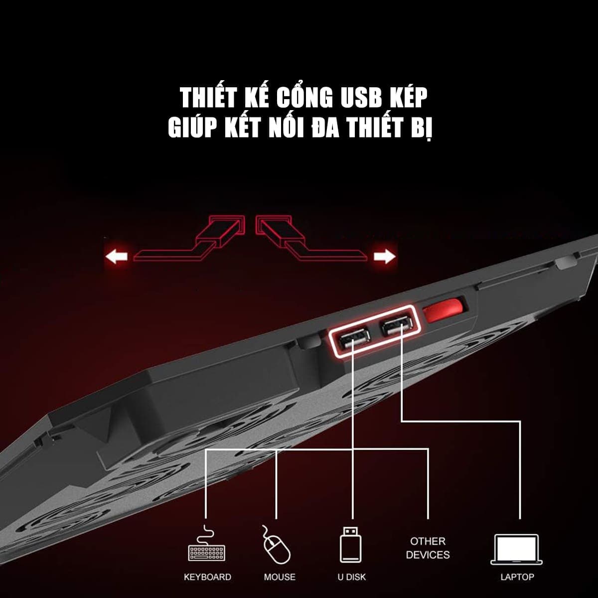 Đế Tản Nhiệt Laptop Gaming PCCooler PCR6 - 6 Quạt, Giá Đỡ Laptop 17.3 Inch, Làm Mát Nhanh, Chống Ồn - 7