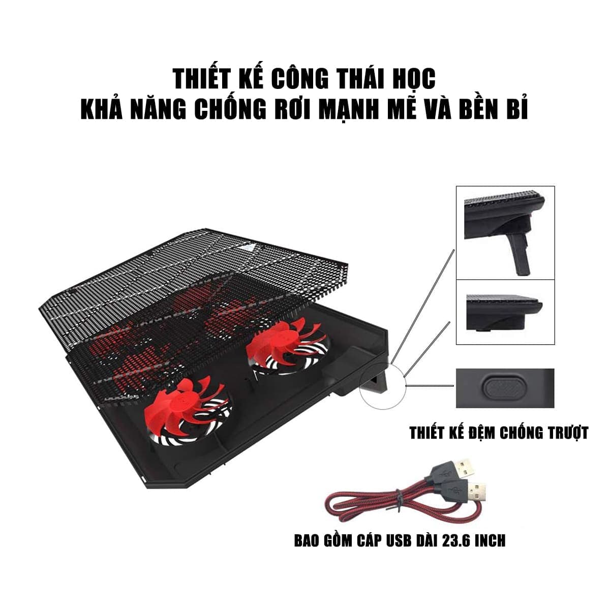 Đế Tản Nhiệt Laptop Gaming PCCooler PCR6 - 6 Quạt, Giá Đỡ Laptop 17.3 Inch, Làm Mát Nhanh, Chống Ồn - 8