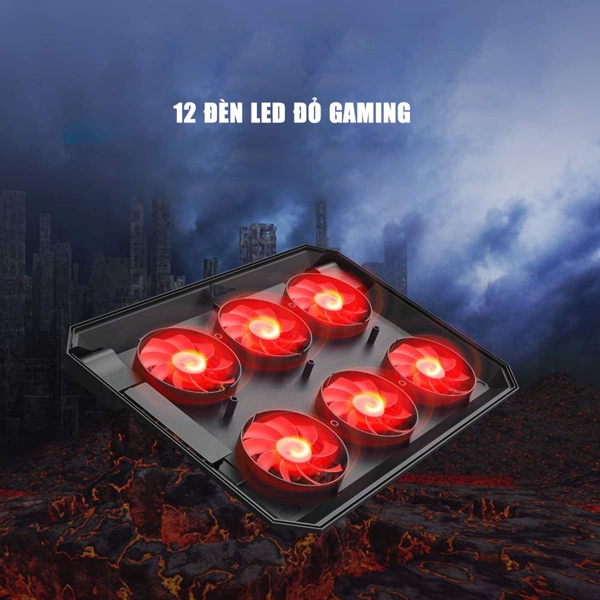 Đế Tản Nhiệt Laptop Gaming PCCooler PCR6 - 6 Quạt, Giá Đỡ Laptop 17.3 Inch, Làm Mát Nhanh, Chống Ồn - 9