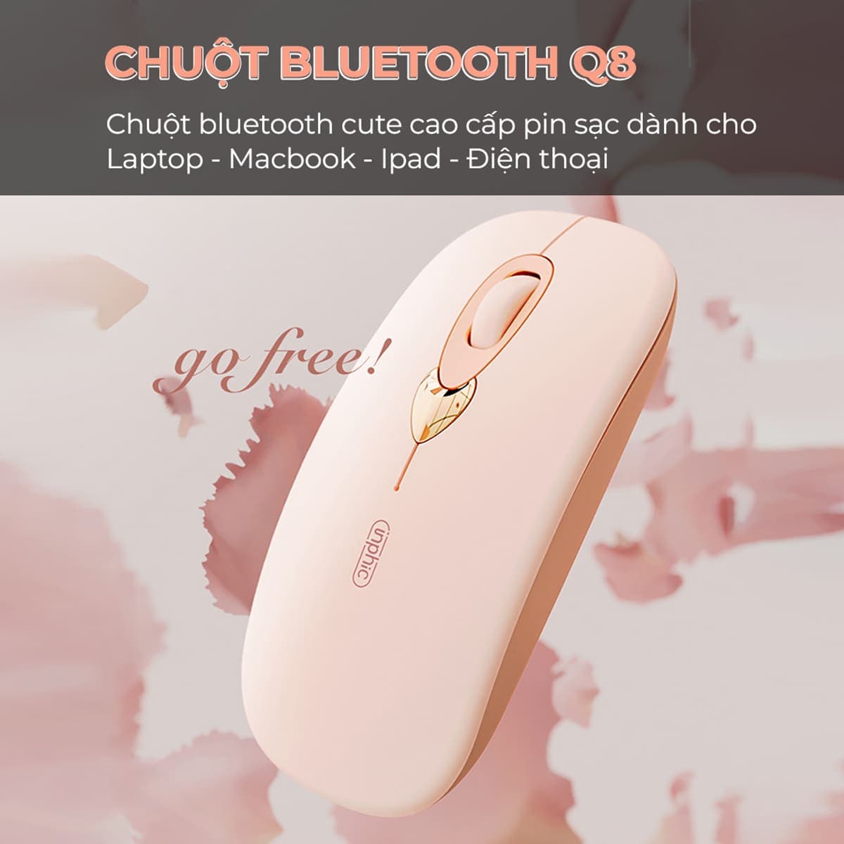 Chuột Bluetooth không dây Gaming Inphic Q8 - Sạc Pin, Màu Trà Sữa Đẹp, Giá Rẻ Cho PC Laptop - 3