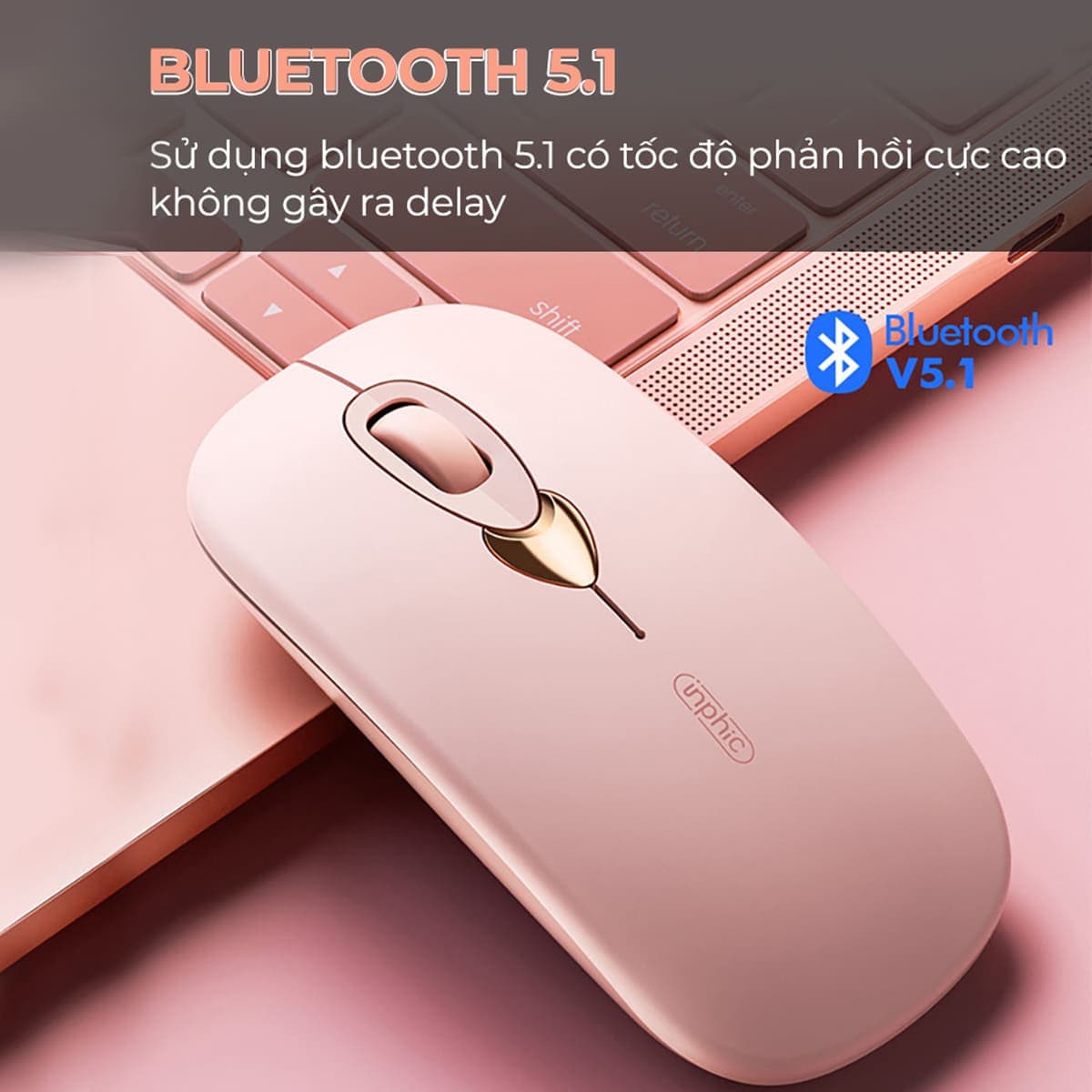 Chuột Bluetooth không dây Gaming Inphic Q8 - Sạc Pin, Màu Trà Sữa Đẹp, Giá Rẻ Cho PC Laptop - 6