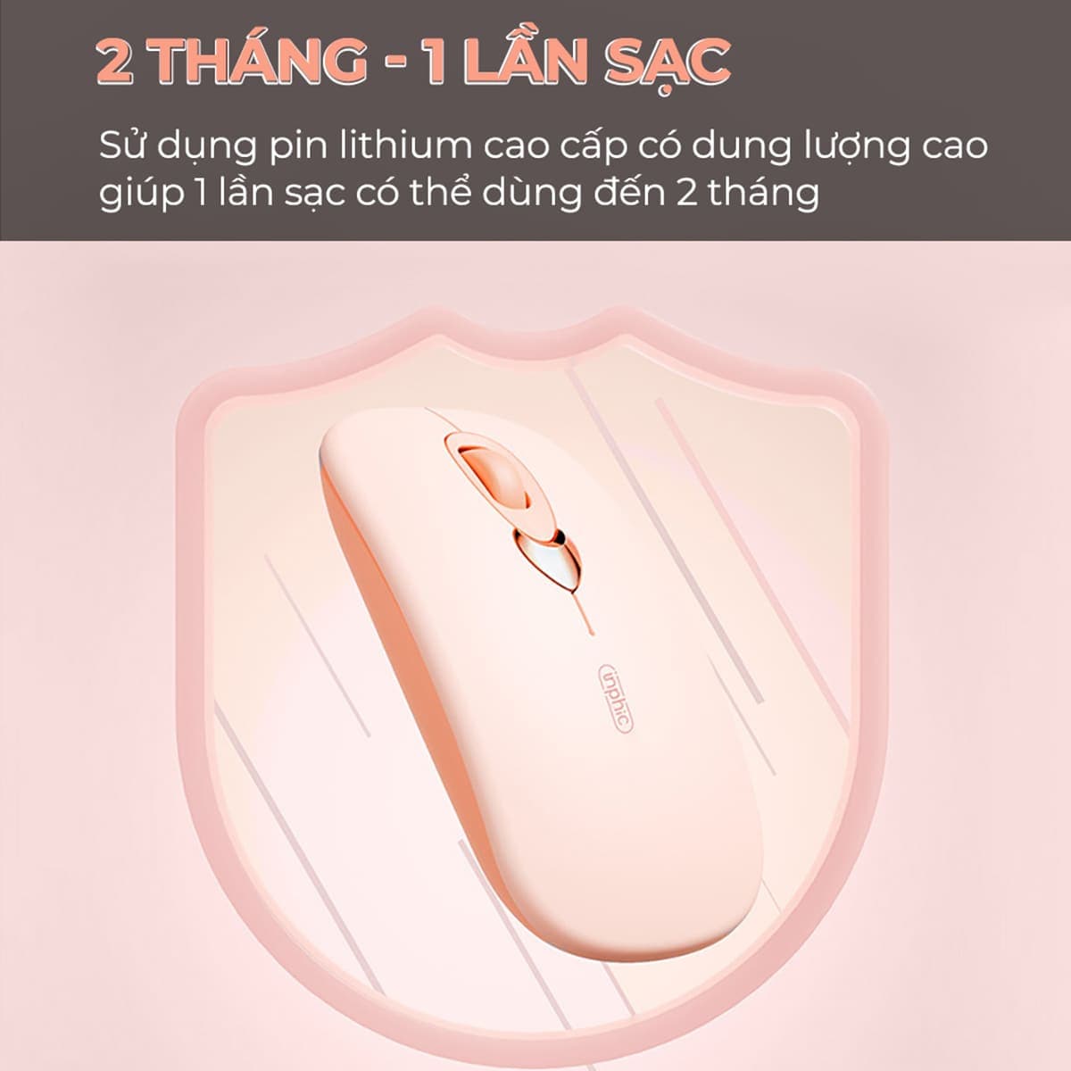 Chuột Bluetooth không dây Gaming Inphic Q8 - Sạc Pin, Màu Trà Sữa Đẹp, Giá Rẻ Cho PC Laptop - 8