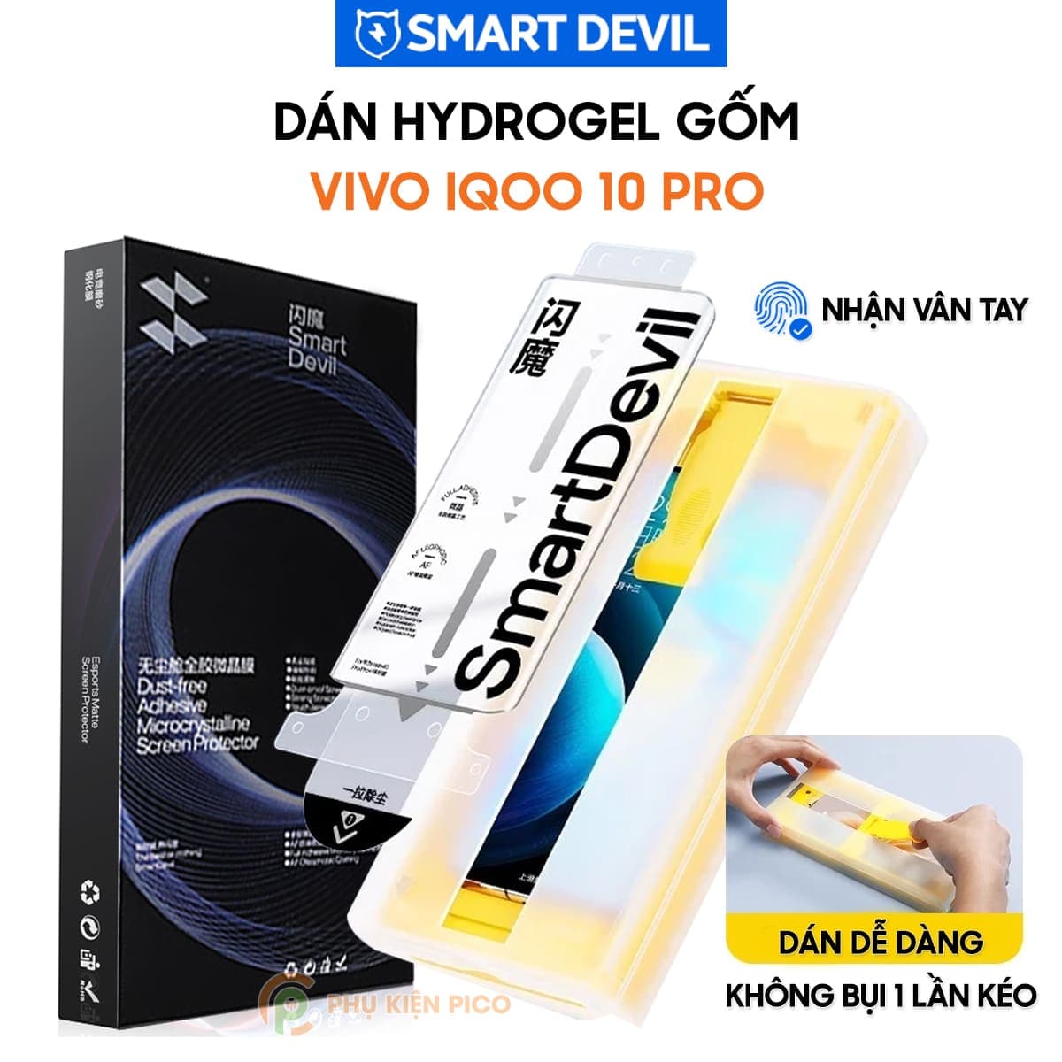 Dán màn hình Vivo iQOO 10 Pro Hydrogel Gốm Smart Devil full màn hình nhận vân tay