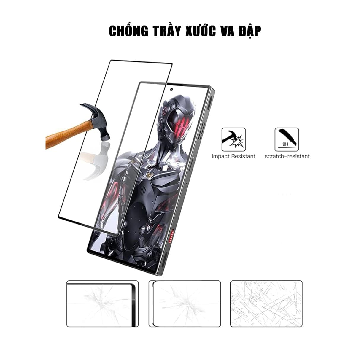 Kính cường lực Red Magic 10 Pro full màn hình viền đen siêu mỏng chính hãng Smart Devil - 5