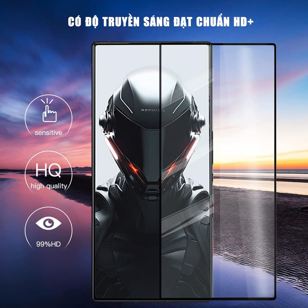 Kính cường lực Red Magic 8 Pro Plus full màn hình viền đen siêu mỏng chính hãng Smart Devil - 6