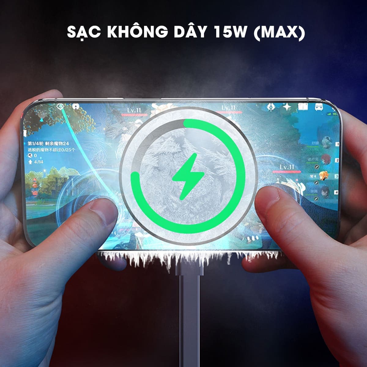 Quạt tản nhiệt điện thoại máy tính bảng XL30 sò lạnh nước từ tính hiệu năng cao có sạc không dây 15W - 2