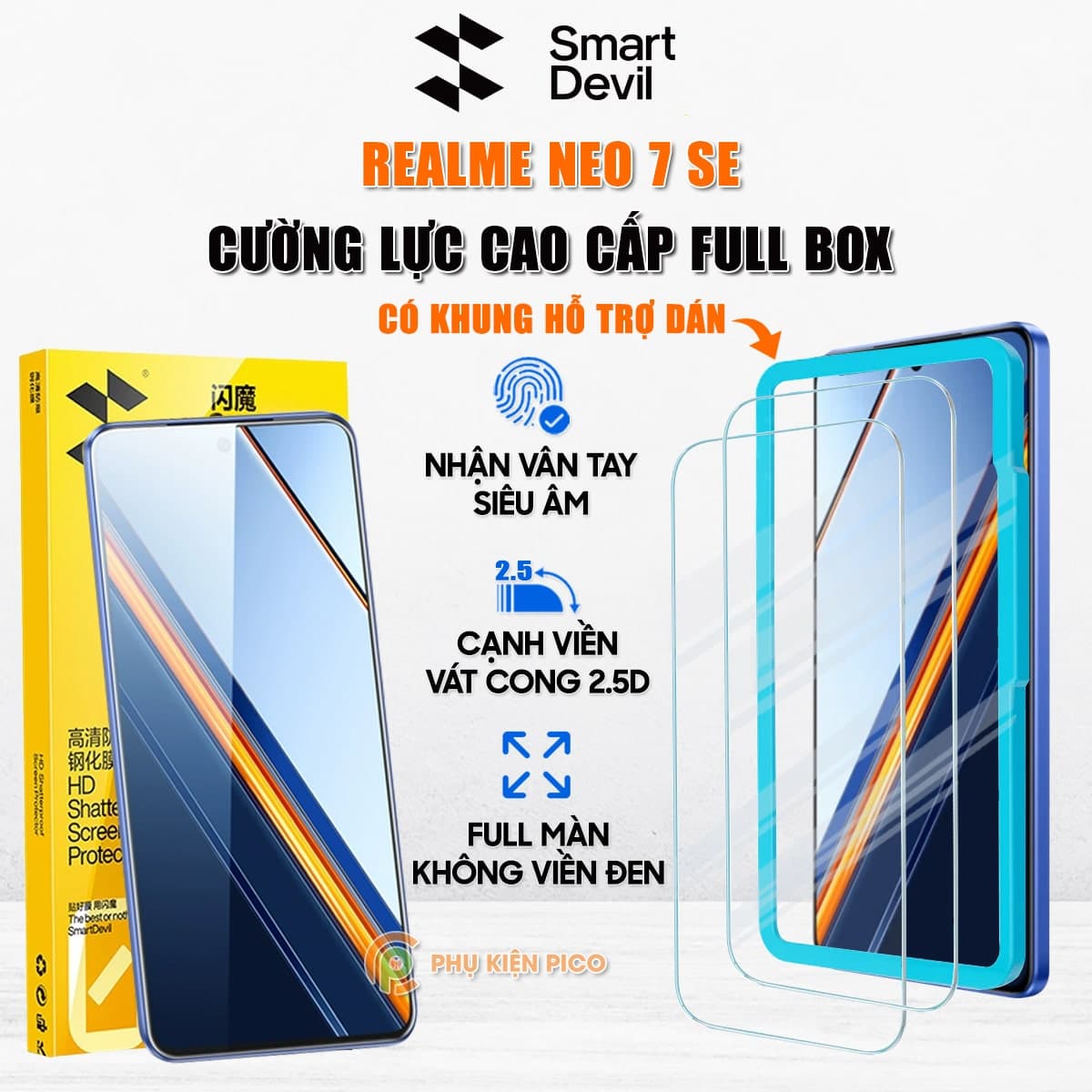 Kính cường lực Realme Neo7 SE trong suốt full màn hình chính hãng Smart Devil