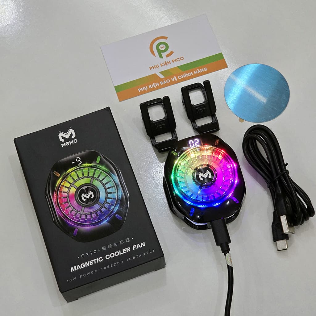 Quạt tản nhiệt điện thoại Memo CX10 Pro AI RGB sò lạnh AI từ tính Led RGB Gaming thế hệ mới đóng băng full mặt - 2